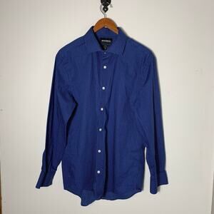 Mens Bonobos Slim Fit Long Sleeve Shirt Blue Polka Dot size 16.5/34 EUC!